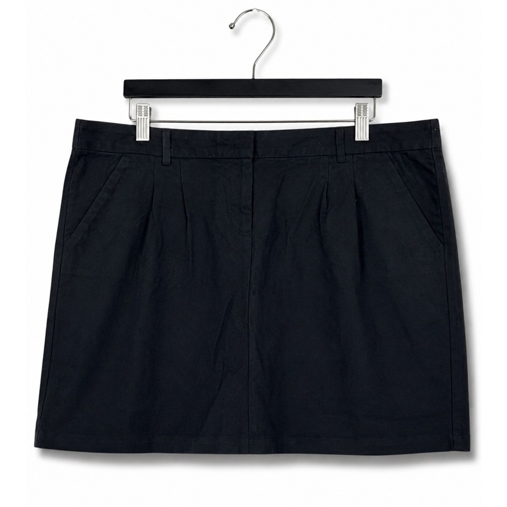 Old‎ Navy Black Cotton Blend Skirt Womens Size 16 Pleated Front Pockets